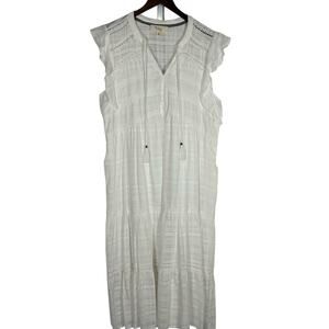 Nurture by Westbound‎ White V-neck Tiered Maxi Dress Flutter Sleeves 1X